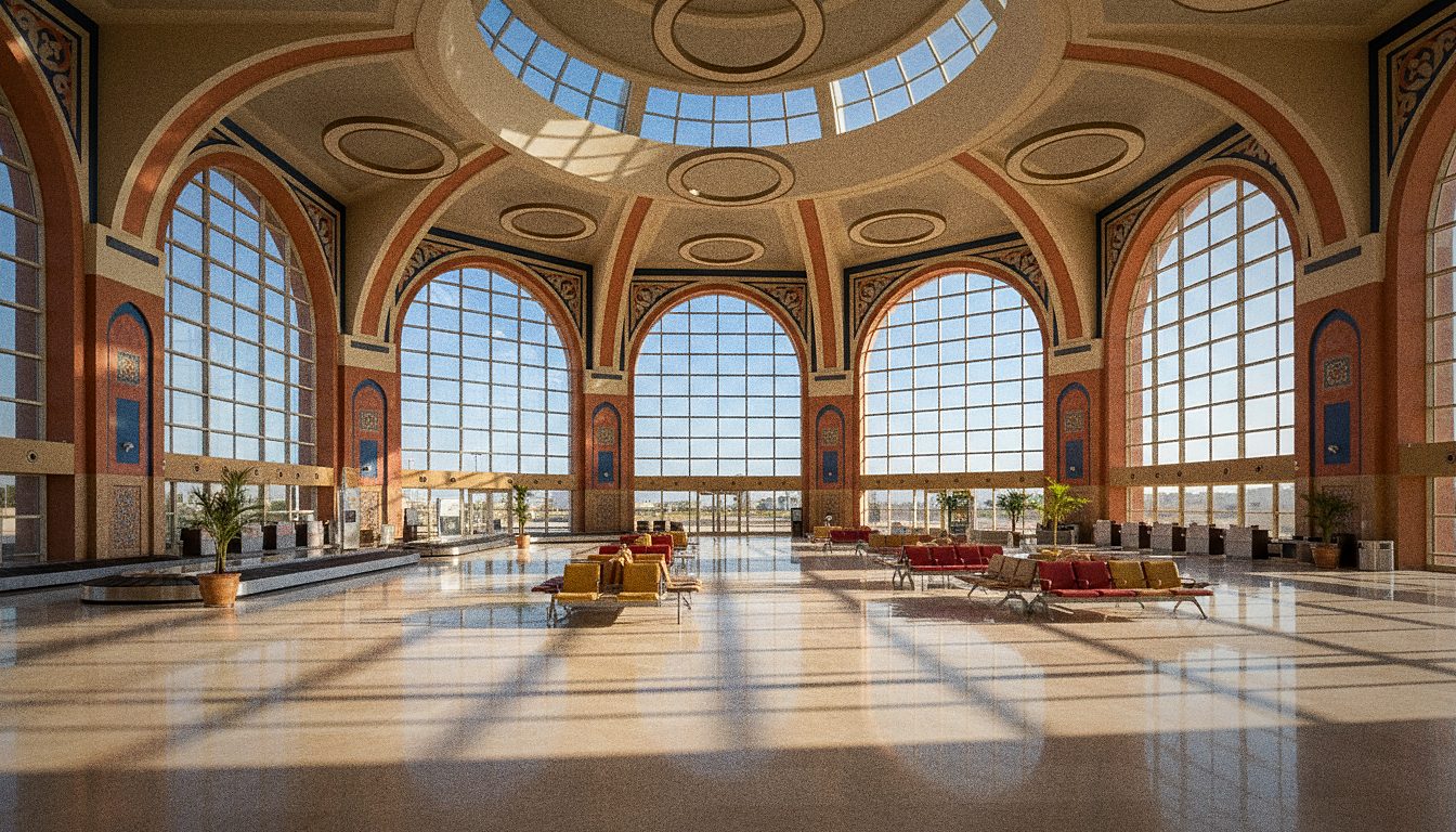 Aankomsthal van luchthaven Agadir Al Massira met reizigers kort na de landing