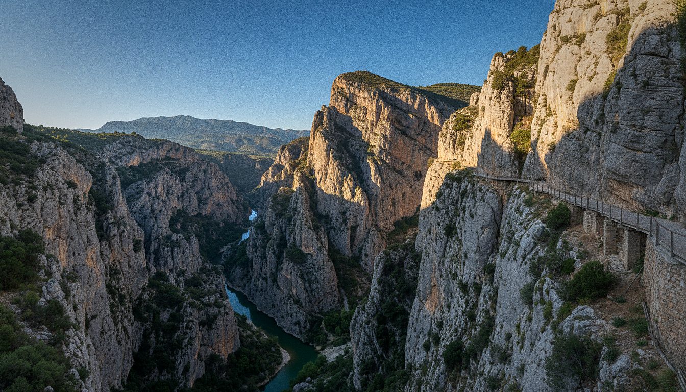 Uitzicht vanaf het pad van Caminito del Rey over de diepe kloof